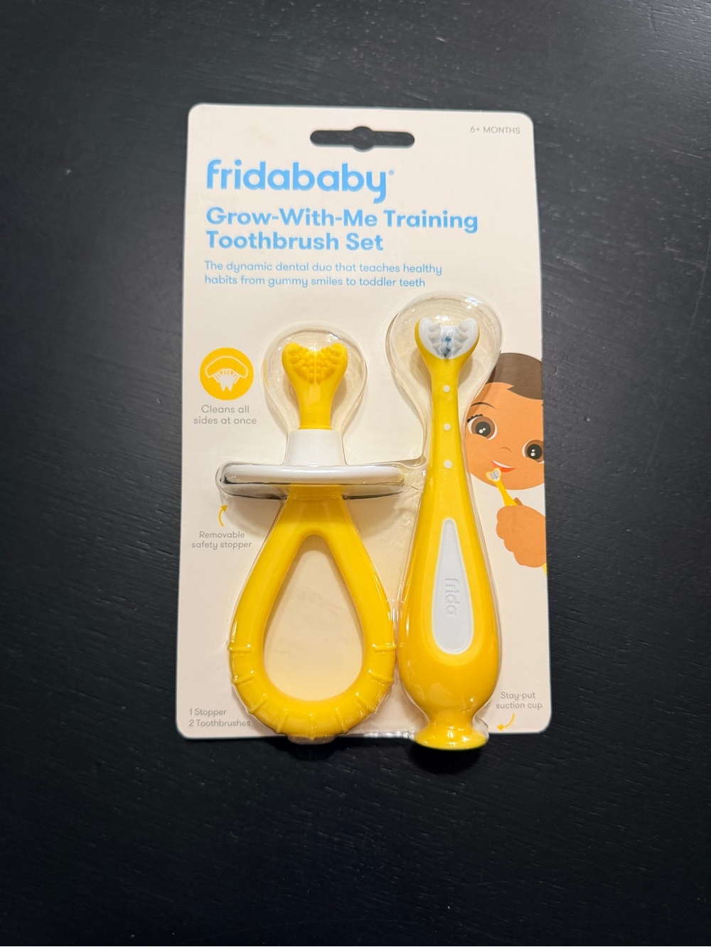 fridababy Yellow Grow-With-Me Training Toothbrush Set for Kids
